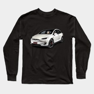 White Tesla Model X Long Sleeve T-Shirt